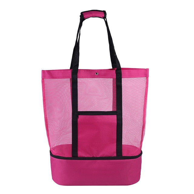 Mesh Beach Bag with Insulated Cooler