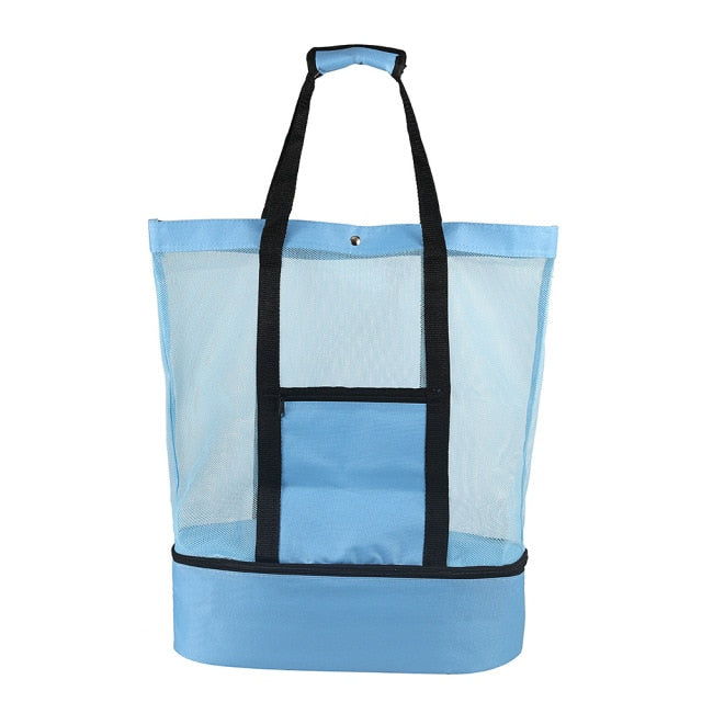 Mesh Beach Bag with Insulated Cooler