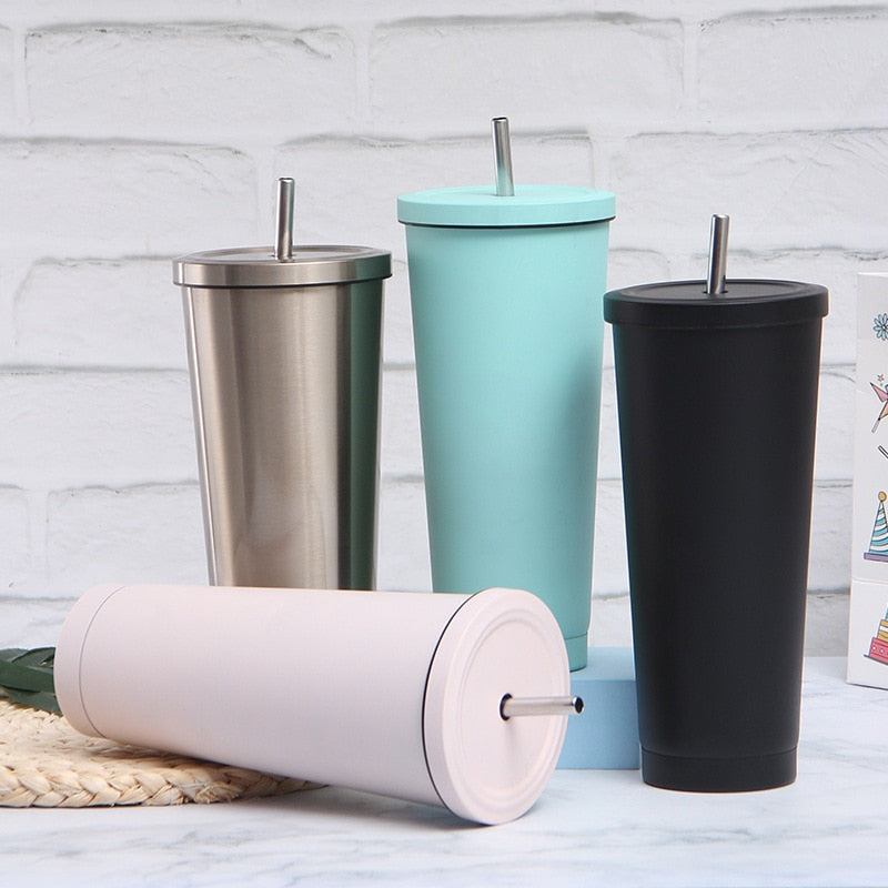 Stainless Steel Tumbler with Lid & Straw